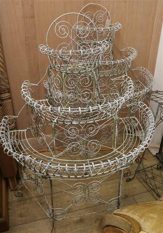 A pair of wirework plant stands and another W.90cm, 85cm